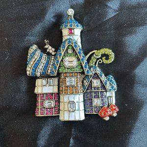Heidi Daus Christmas House pin brooch